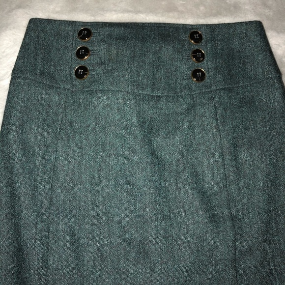 Teal Tweed Skirt Pencil Back Zipper - Picture 2 of 10